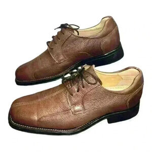 LIKE NEW BELVEDERE Bay Bridge Men's Soft Brown Pebble Leather Shoes Size 8.5D